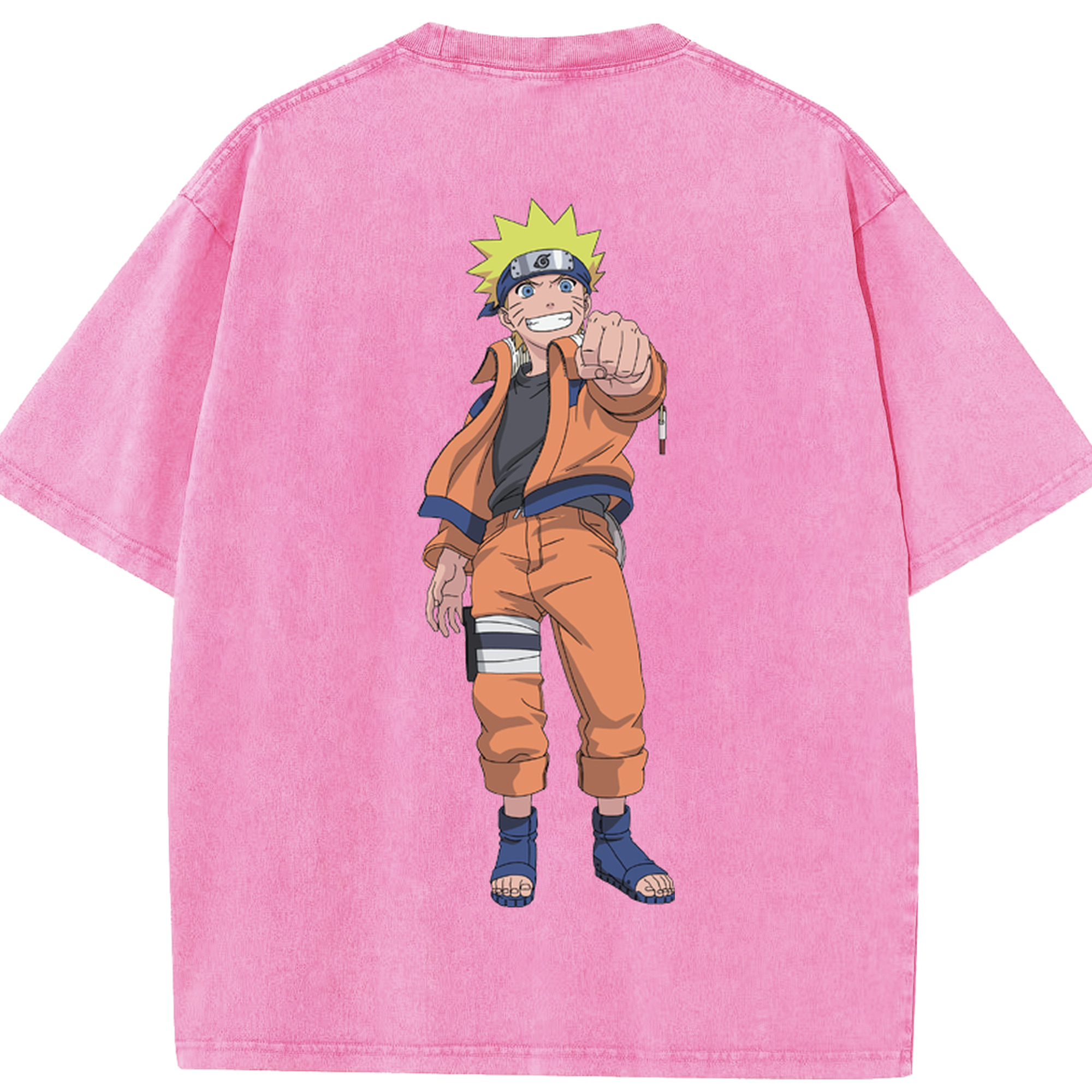 （画像用） NARUTO -ナルト- うずまき ナルト Uzumaki Naruto 綿100% ヴィンテージ風 半袖Tシャツ（背面プリント）